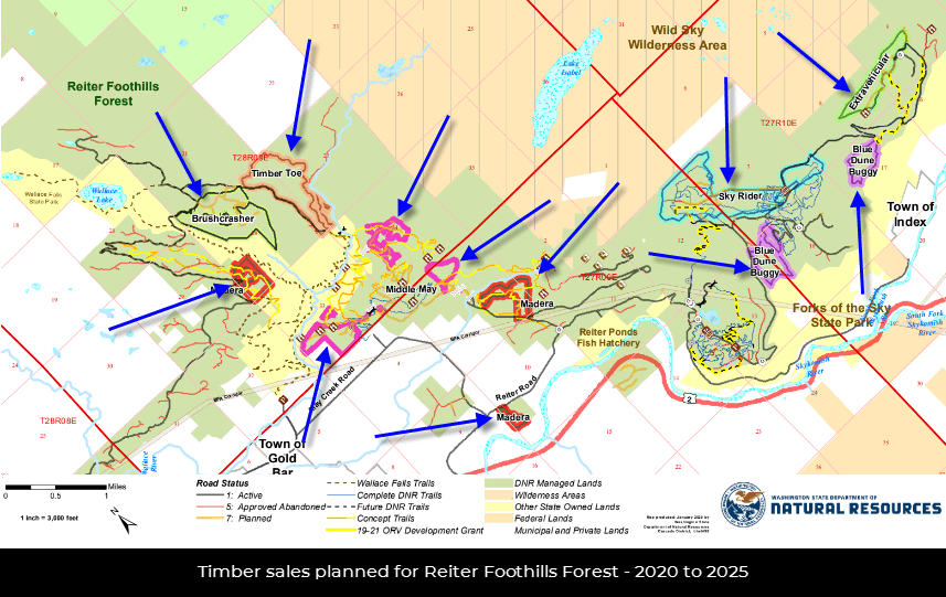 Map of timber sales planned for Reiter Foothills Forest